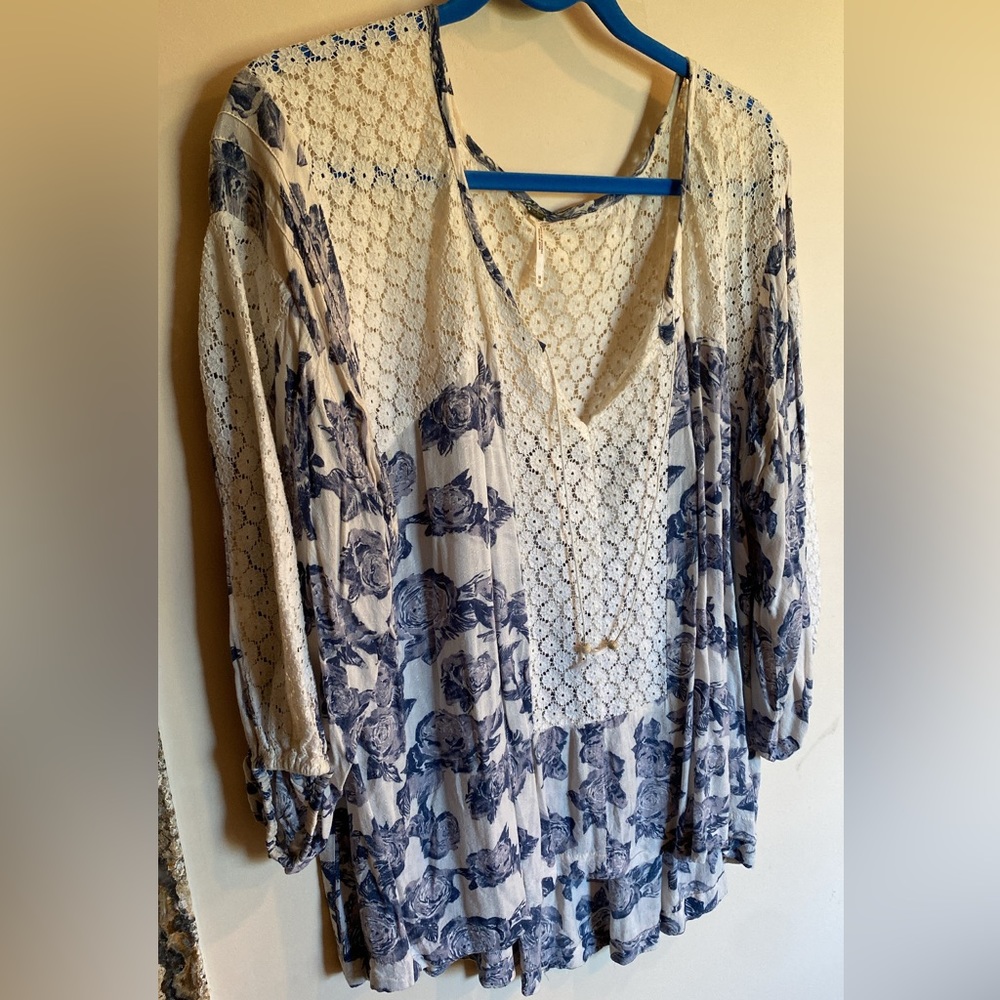 Free People Crochet Floral Top